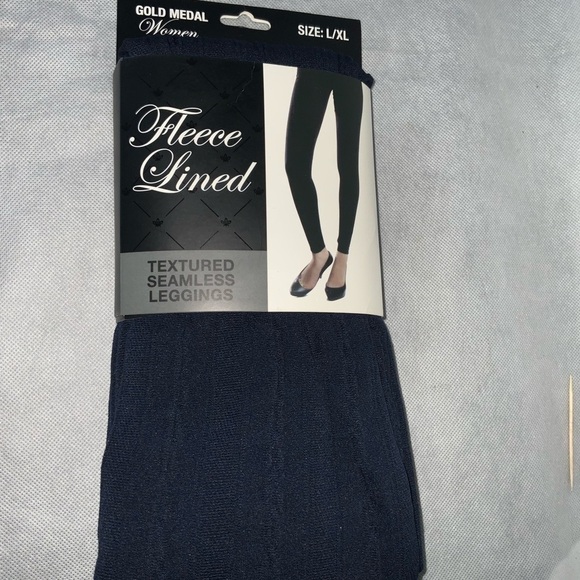 NWT Gold Medal Fleece Lined Leggings. Navy Blue. L/XL - Picture 1 of 5